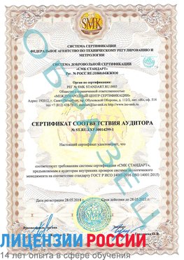Образец сертификата соответствия аудитора №ST.RU.EXP.00014299-1 Красный Сулин Сертификат ISO 14001